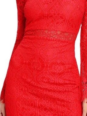 Lulu's Red Lace Long-Sleeve Sheath Dress